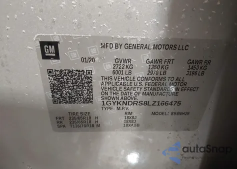 2020 Cadillac Xt5 Awd Premium Luxury z USA, uszkodzony, nr VIN 1GYKNDRS8LZ166475